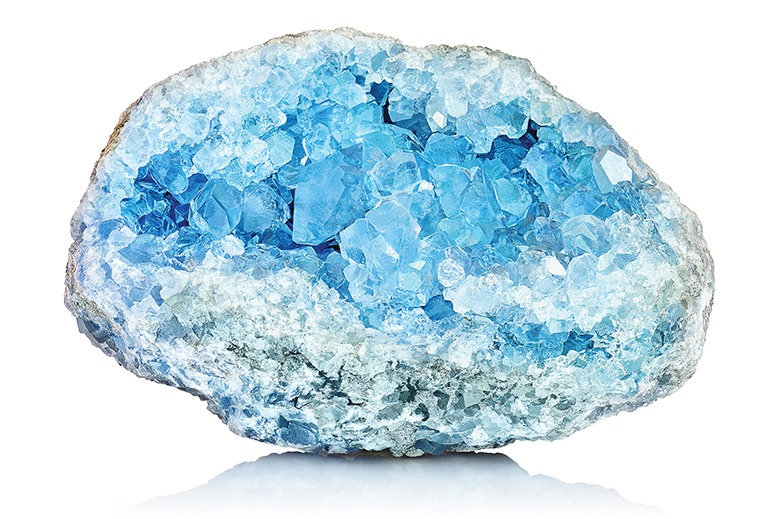 A sky-blue gemstone.