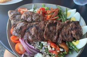 Grilled Angus steak on a French Cobb salad from Meet Me at Madison's in Montclair.