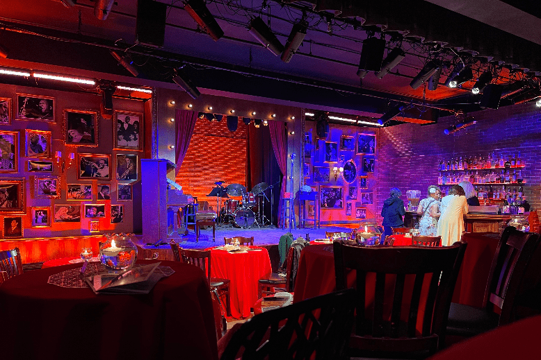 The Vanguard Theater is transformed into an intimate jazz club for its production of "Lady Day at Emerson's Bar and Grill"