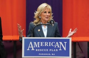 Jill Biden speaks in NJ on January 20, 2022.