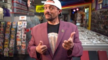 Director Kevin Smith in his comic book shop, Jay and Silent Bob's Secret Stash, in Red Bank