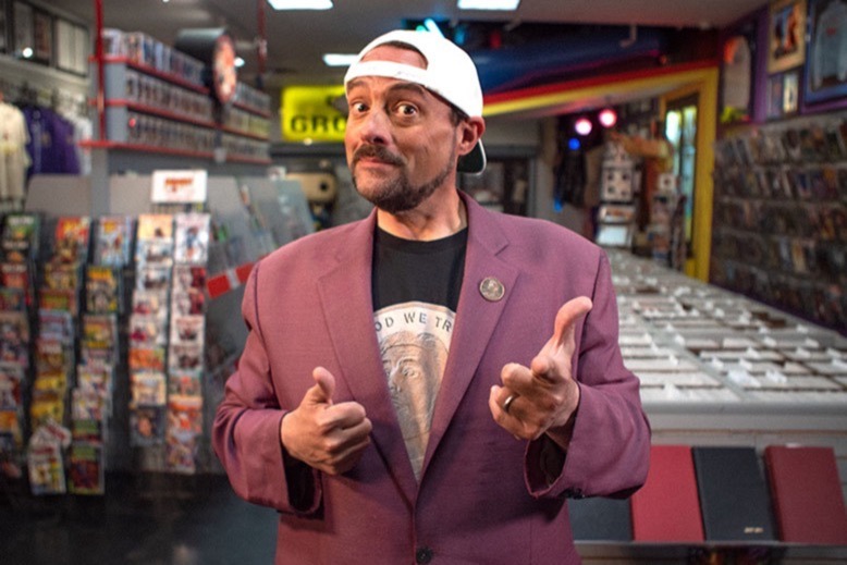 Director Kevin Smith in his comic book shop, Jay and Silent Bob's Secret Stash, in Red Bank