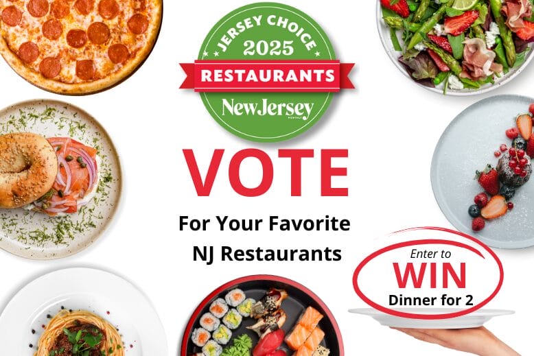 Image with various plates of food and text promoting New Jersey Monthly's annual restaurant poll