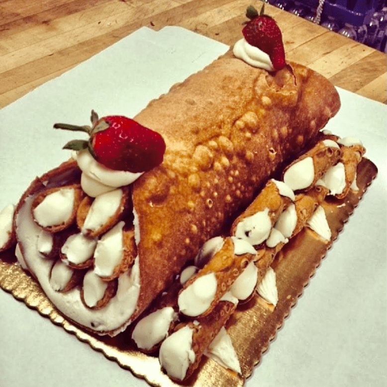 The foot-long Christmas cannoli at Lyndhurst Pastry Shop