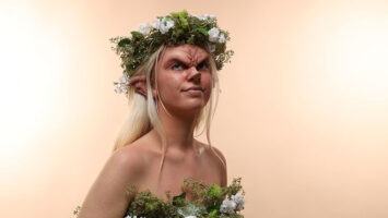 A woman transformed into a woodland creature by students at the School of Makeup Effects (SOME) in Totowa