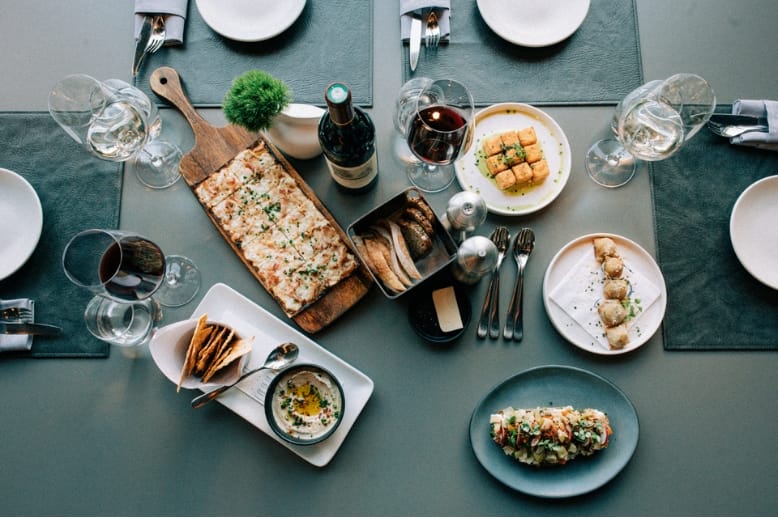 Table of food from Faubourg in Weehawken