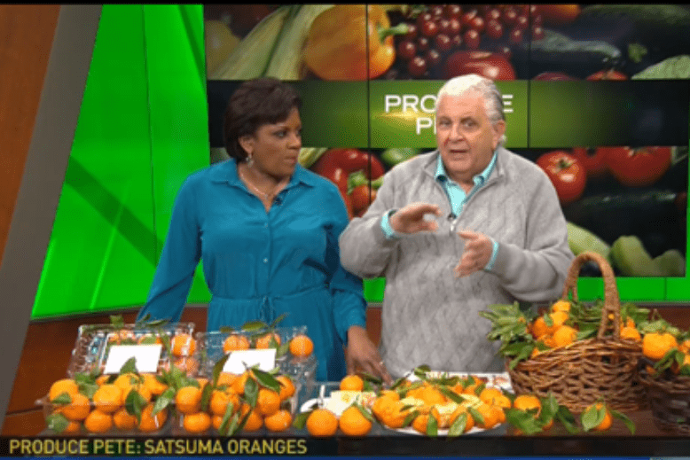 Produce Pete discusses satsuma oranges with anchorwoman Pat Battle during a recent segment of NBC Weekend Today in New York
