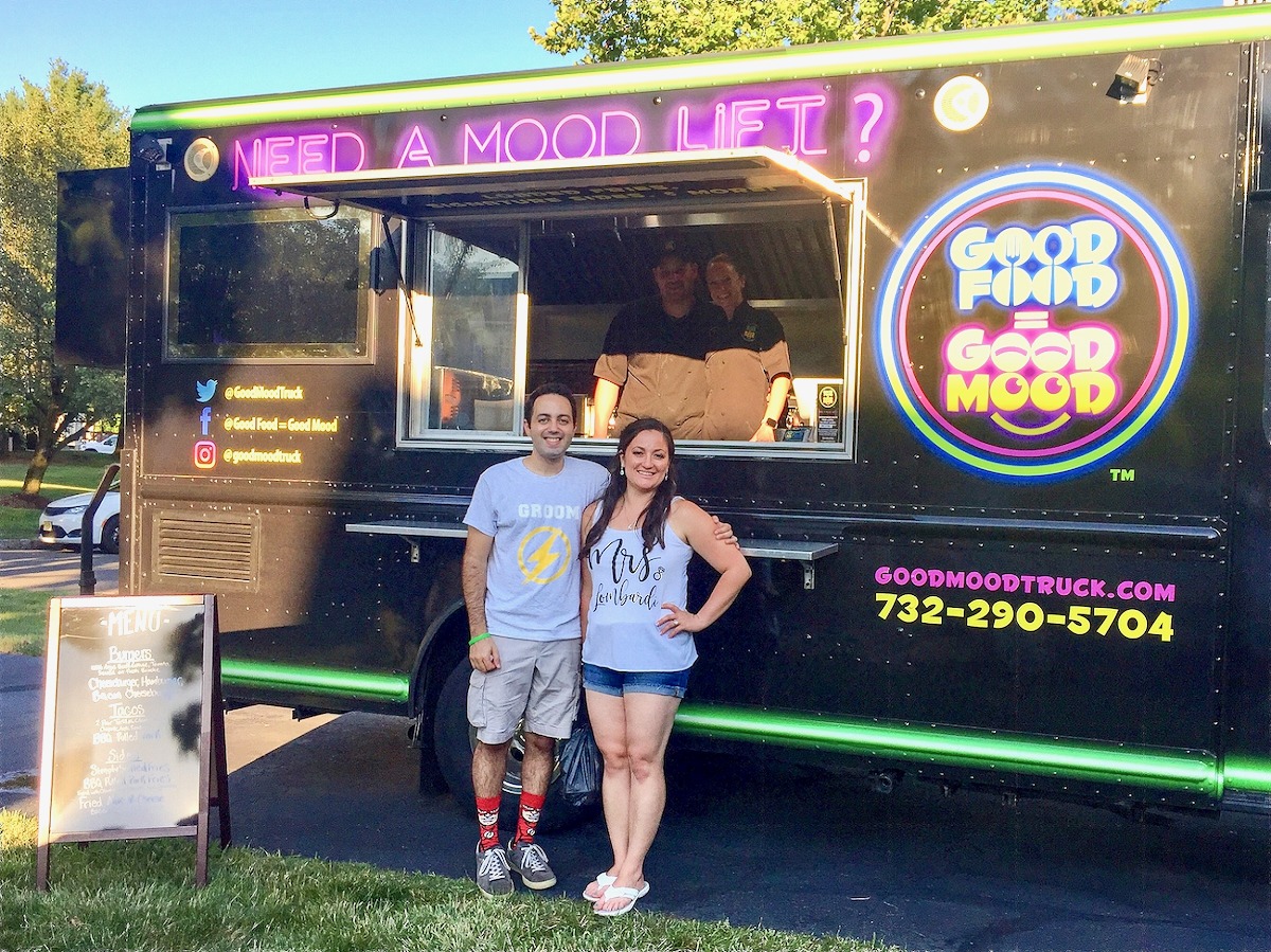 Food-truck expert Patrick Lombardi with his wife, Christine, at their food-truck wedding in July 2020.