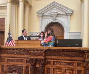 Teresa Ruiz with husband Samuel Gonzalez and their daughter