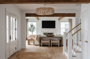 Neutral-colored foyer and living area of a Bay Head home