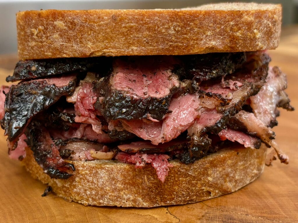 A pastrami sandwich from South Jersey Smoke House