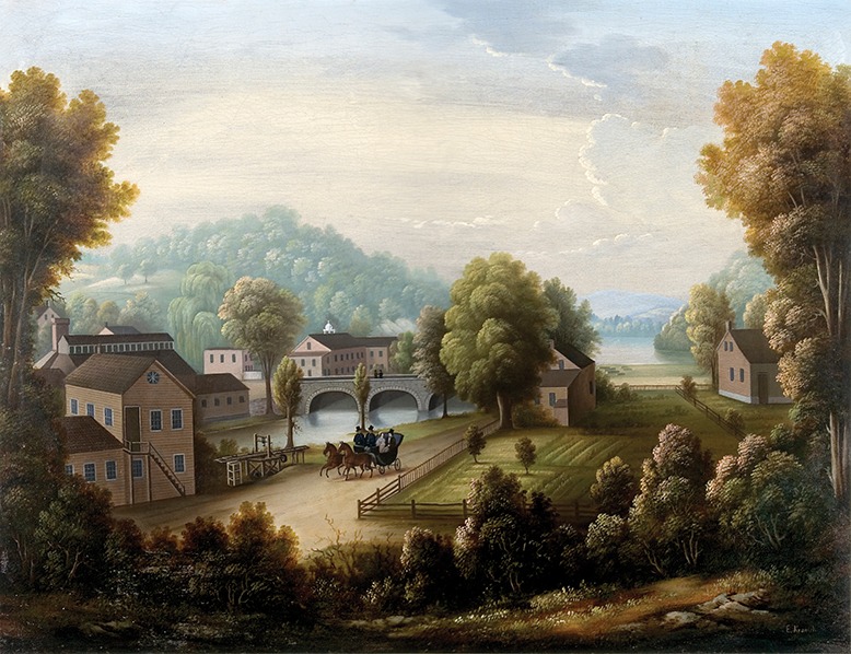 A painting of Speedwell Village by Edward Kranich.