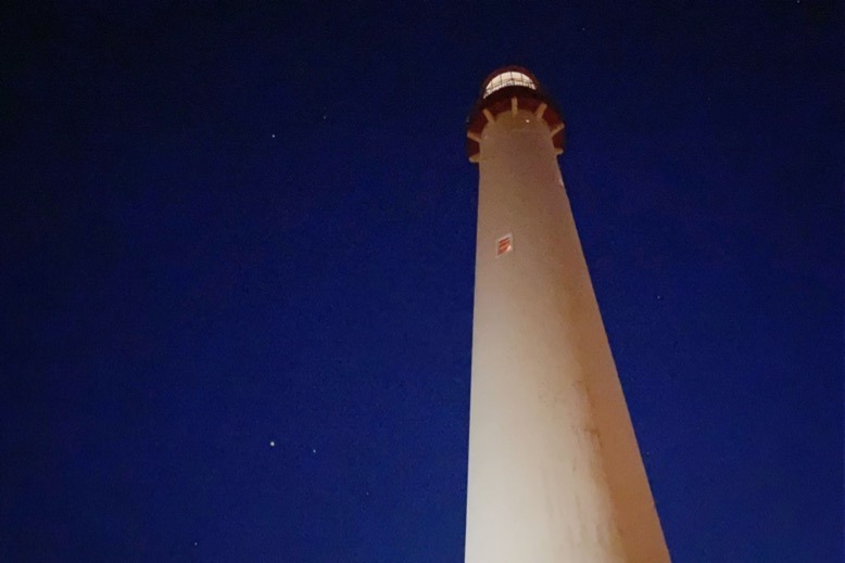 The Cape May Lighthouse at night