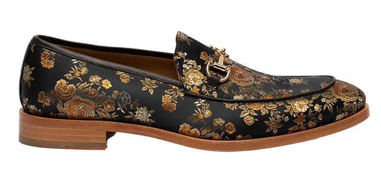 Loafers with metallic flower detailing