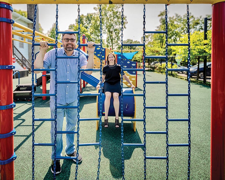 Scott Matthews and Sharon Sevrens at the playground at Intensive Therapeutics