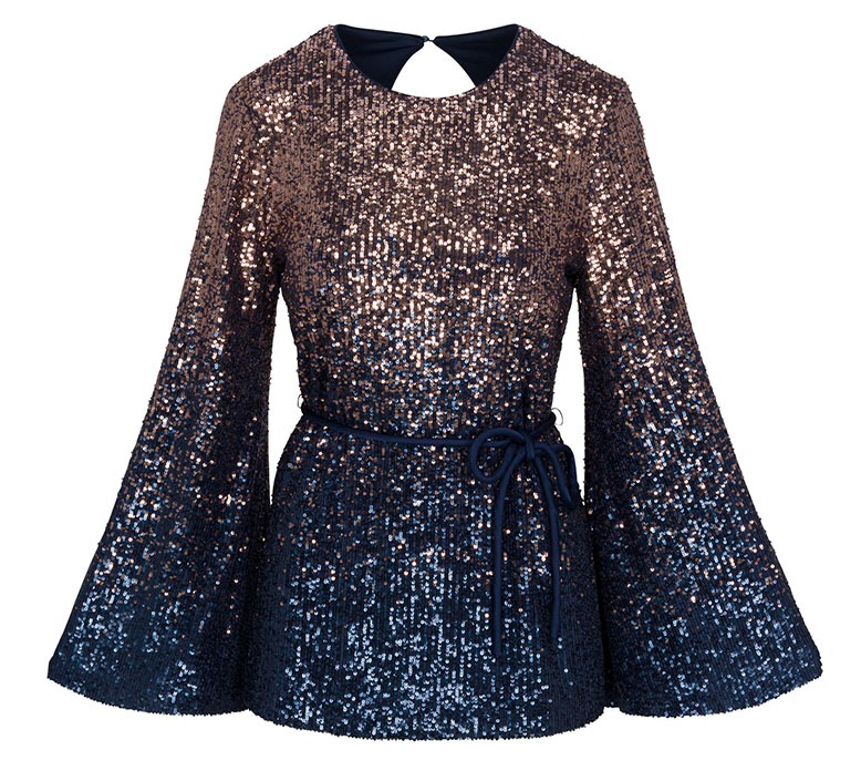Sequin top with bell sleeves