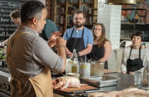 Chef David Viana teaches a class at Heirloom Kitchen in Old Bridge, making duck breast and other dishe