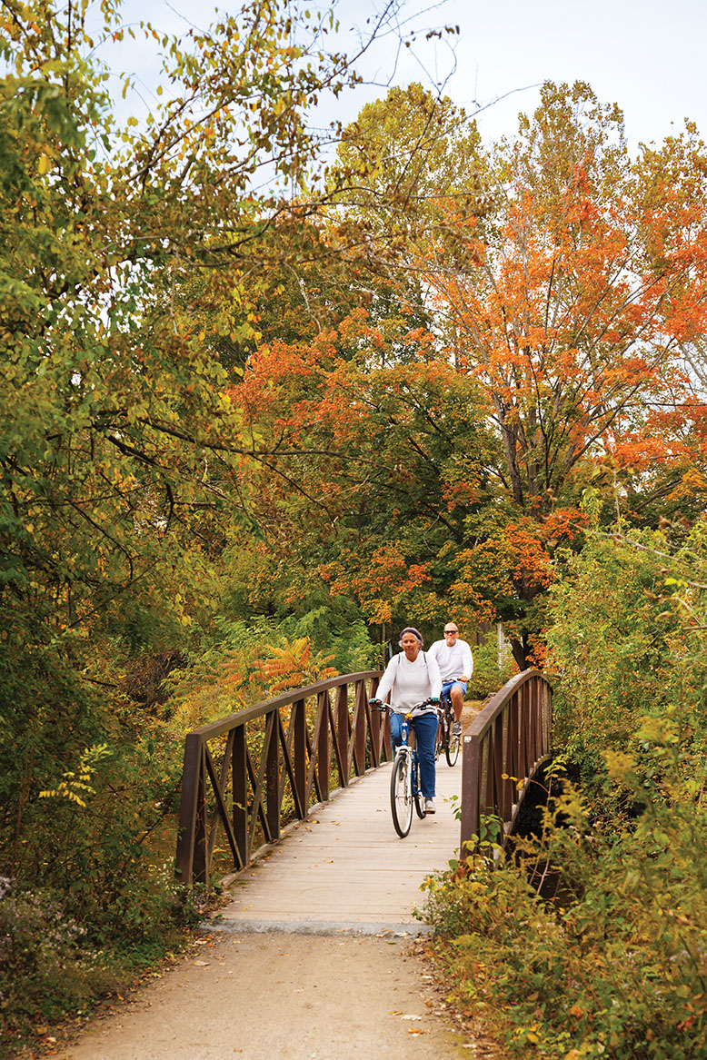 bikers on a wooden bridge