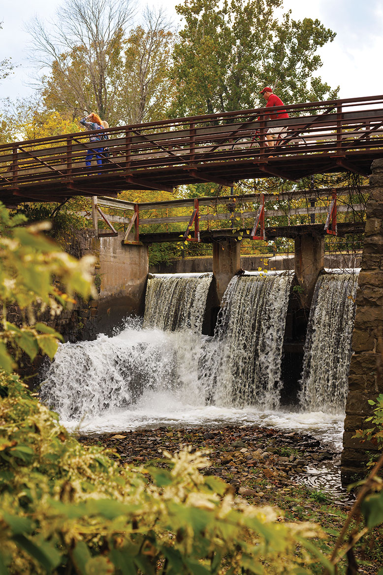 bridge over a waterfall