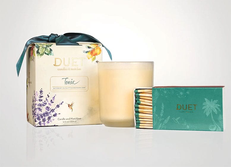 Duet candle with matchbox