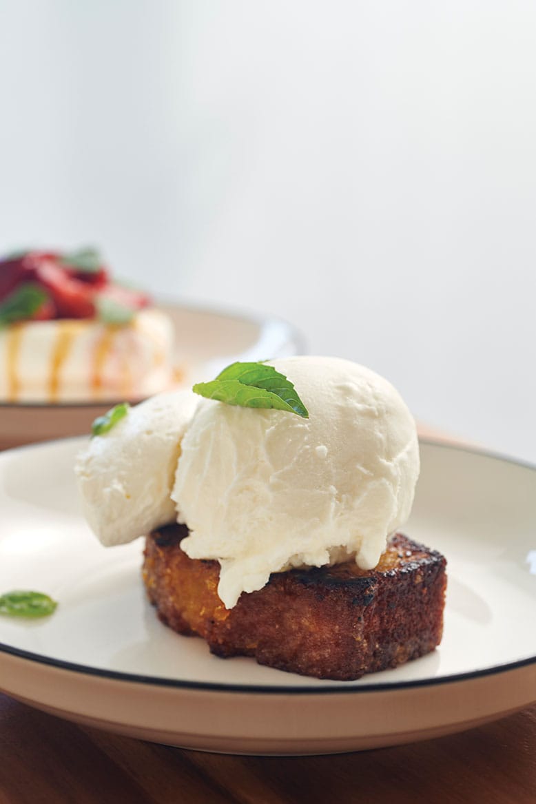 Orange cake with vanilla gelato at Clemmy’s in Waretown