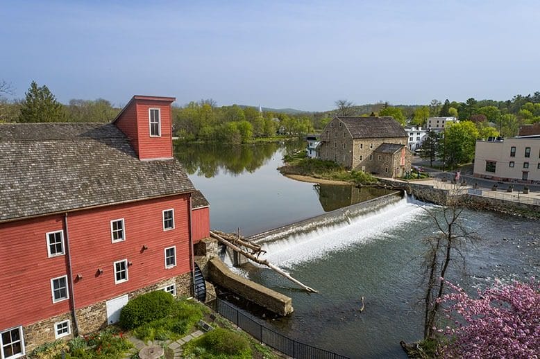 Aerial shot of The Red Mill in Clinton, New Jersey