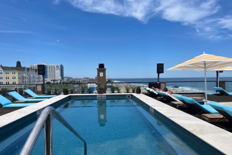 The rooftop pool at the Beach Club at Avenue in Long Branch