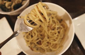 Spaghettoni carbonara at Da Pepo in Montclair