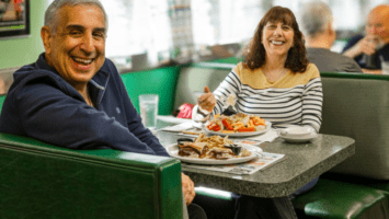 Karri and Jon Ricklin eat at the Victoria diner in Branchville.