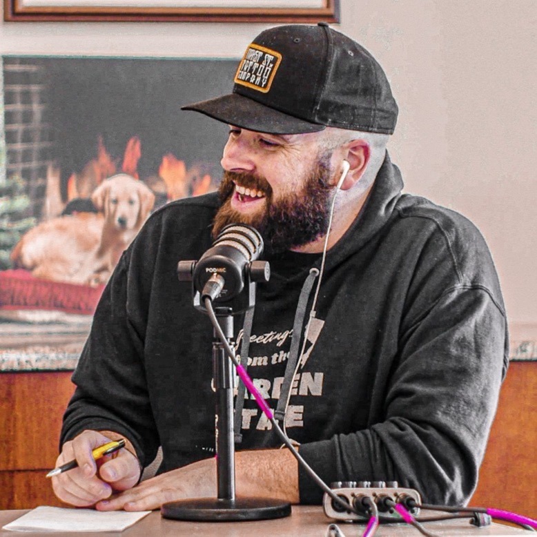 Podcast founder and host Mike Ham at his microphone