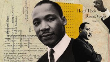 Collage illustration featuring headshot of Martin Luther King Jr.