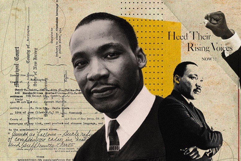 Collage illustration featuring headshot of Martin Luther King Jr.