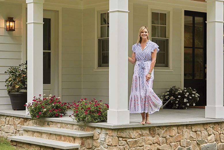 Kathryn Tappen on the porch of her home