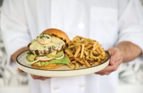 A burger and fries at Maison Bleue in Cape May