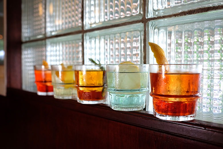 Assortment of differently colored negronis