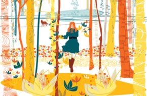 Illustration of woman in the woods