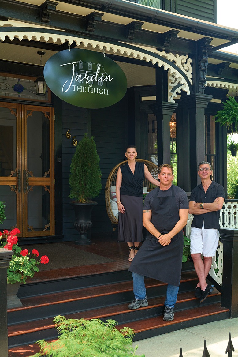 Jardin at the Hugh owners Sandy and John Vizzone with chef Michael Schultz.