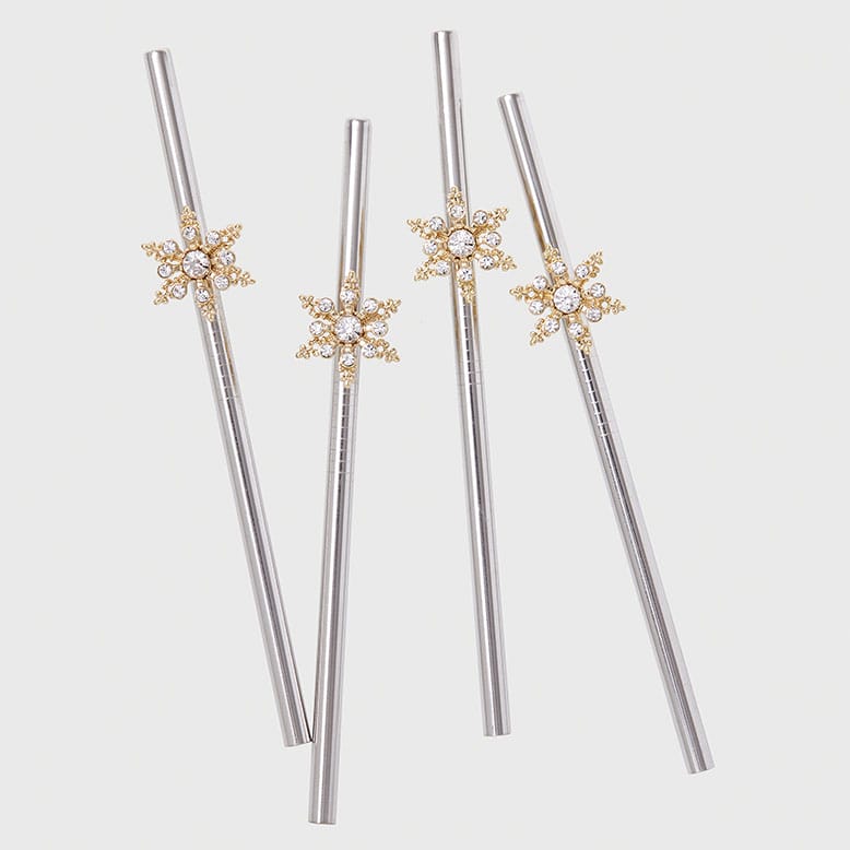 Joanna Buchanan stainless-steel straws with glass snowflakes