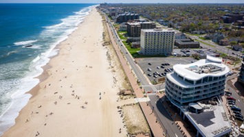 An aerial shot of Long Branch's 4-mile coastline