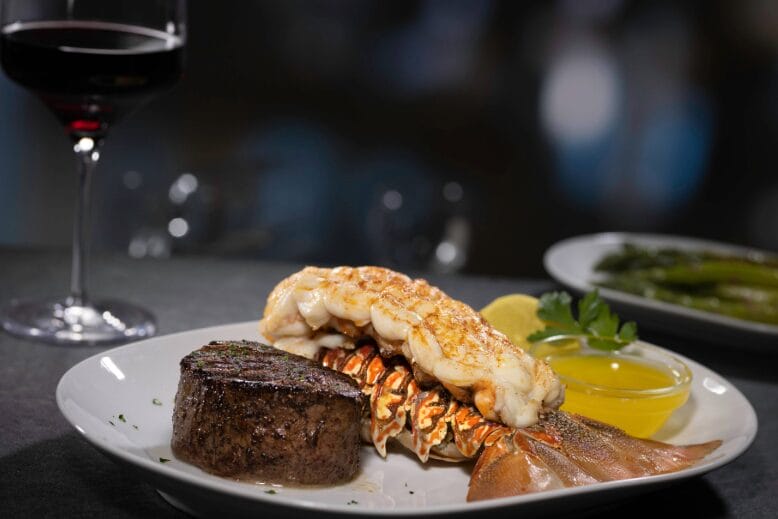 Filet mignon and lobster tail at Eddie V's