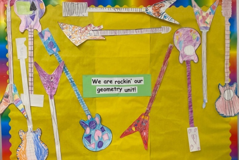 Hopatcong students' electric guitars, designed as part of TeachRock's "Designing Electric Guitars with Shapes" lesson
