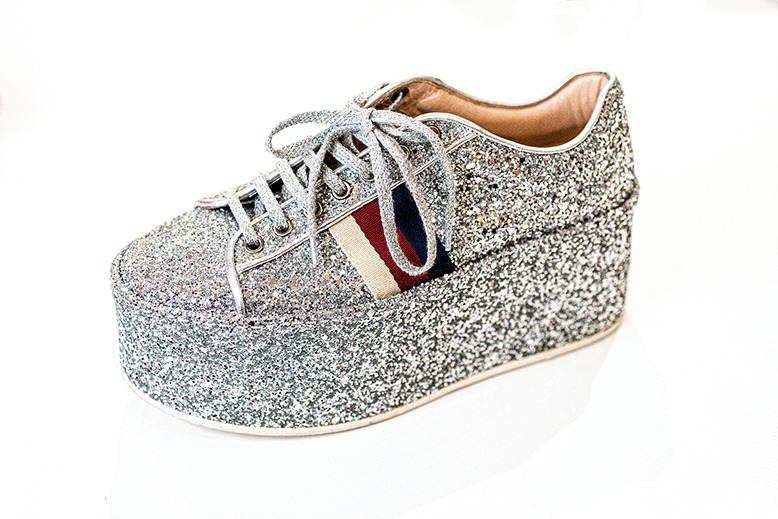 Glittery platform sneakers at the Hangout in Englewood.