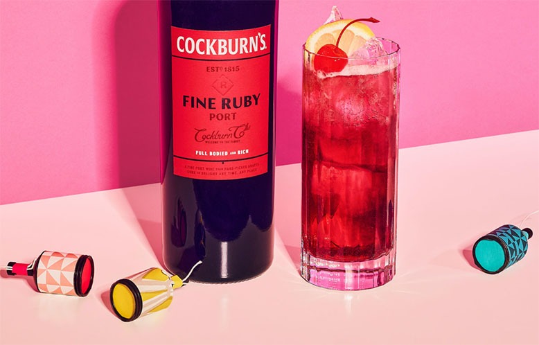 Cockburn's port bottle and cocktail