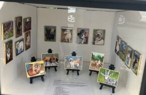 Miniature paintings on display at Tiny Gallery in Montclair