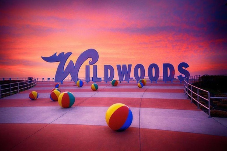 The iconic Wildwoods sign at sunrise.