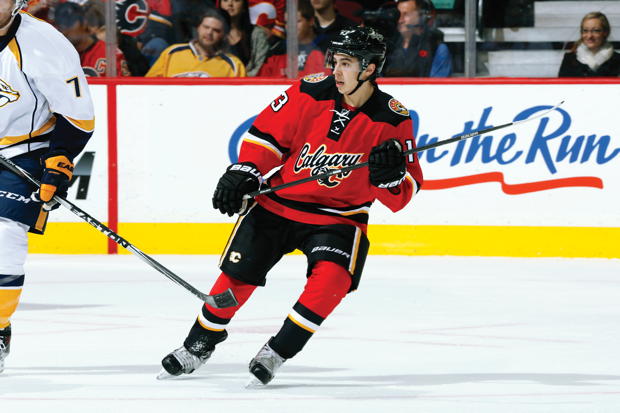 Johnny Gaudreau on the ice for the Calgary Flames.