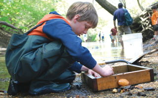 Matt Litton searches for fossils.