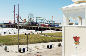 The sweeping view from the steps of the Taj Mahal casino in Atlantic City.