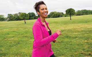 Fox TV's Harris Faulkner trains at Overpeck Park in Leonia for a October breast cancer walk.