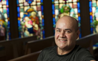 Diego Roldan, volunteer at the Trinitas Regional Medical Center in Elizabeth.